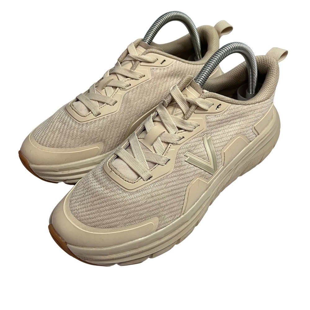Vionic Walk Max Cream Tan Mesh Lace Up Walking Sneakers Womens 8.5